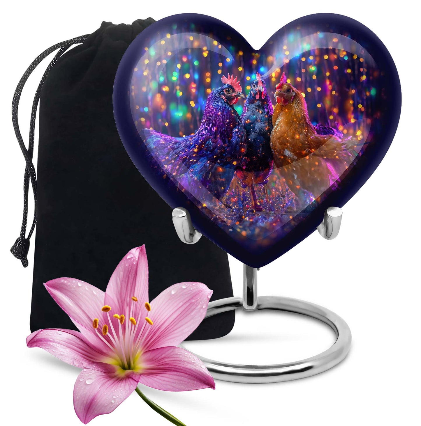 heart-shaped chicken urn