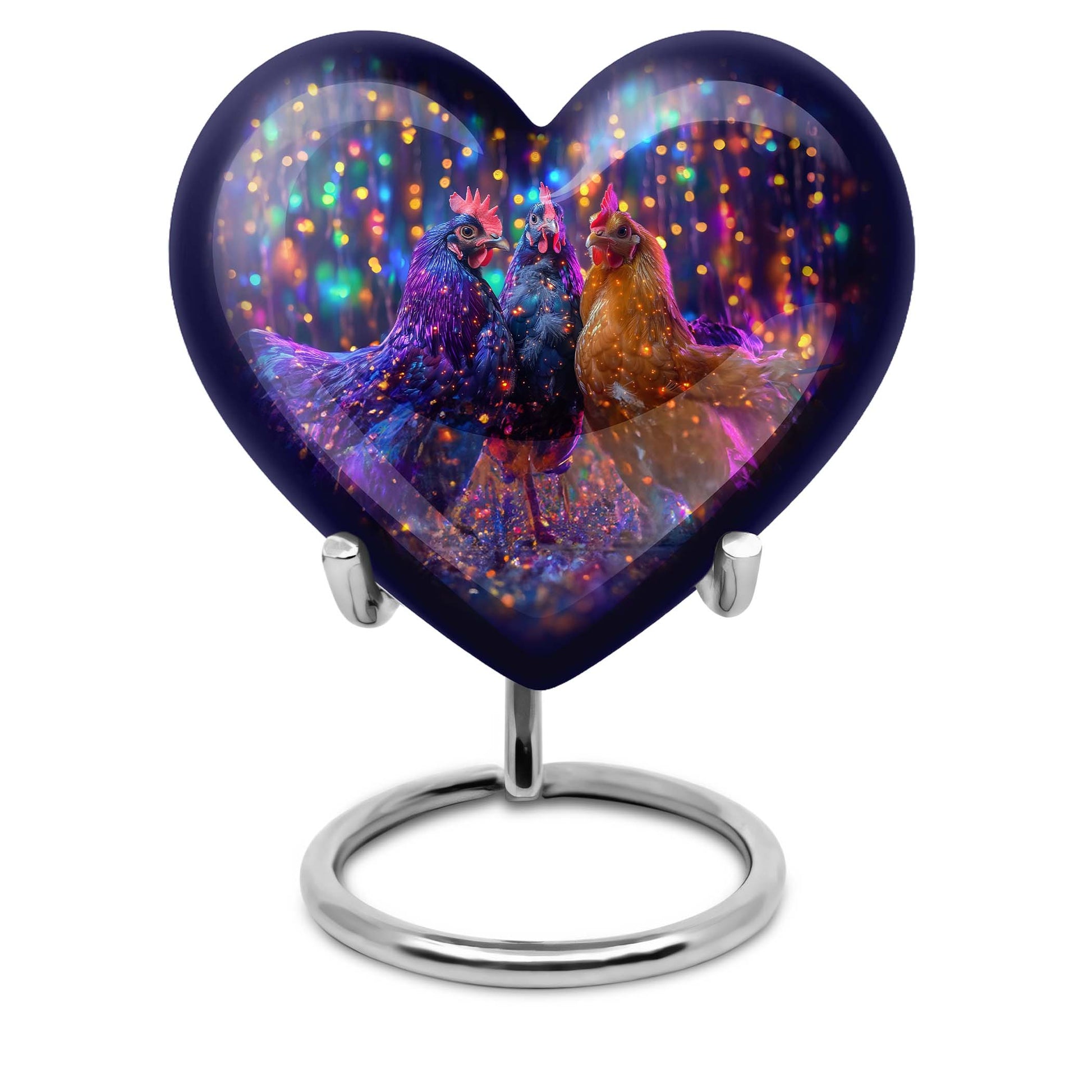heart-shaped chicken urn
