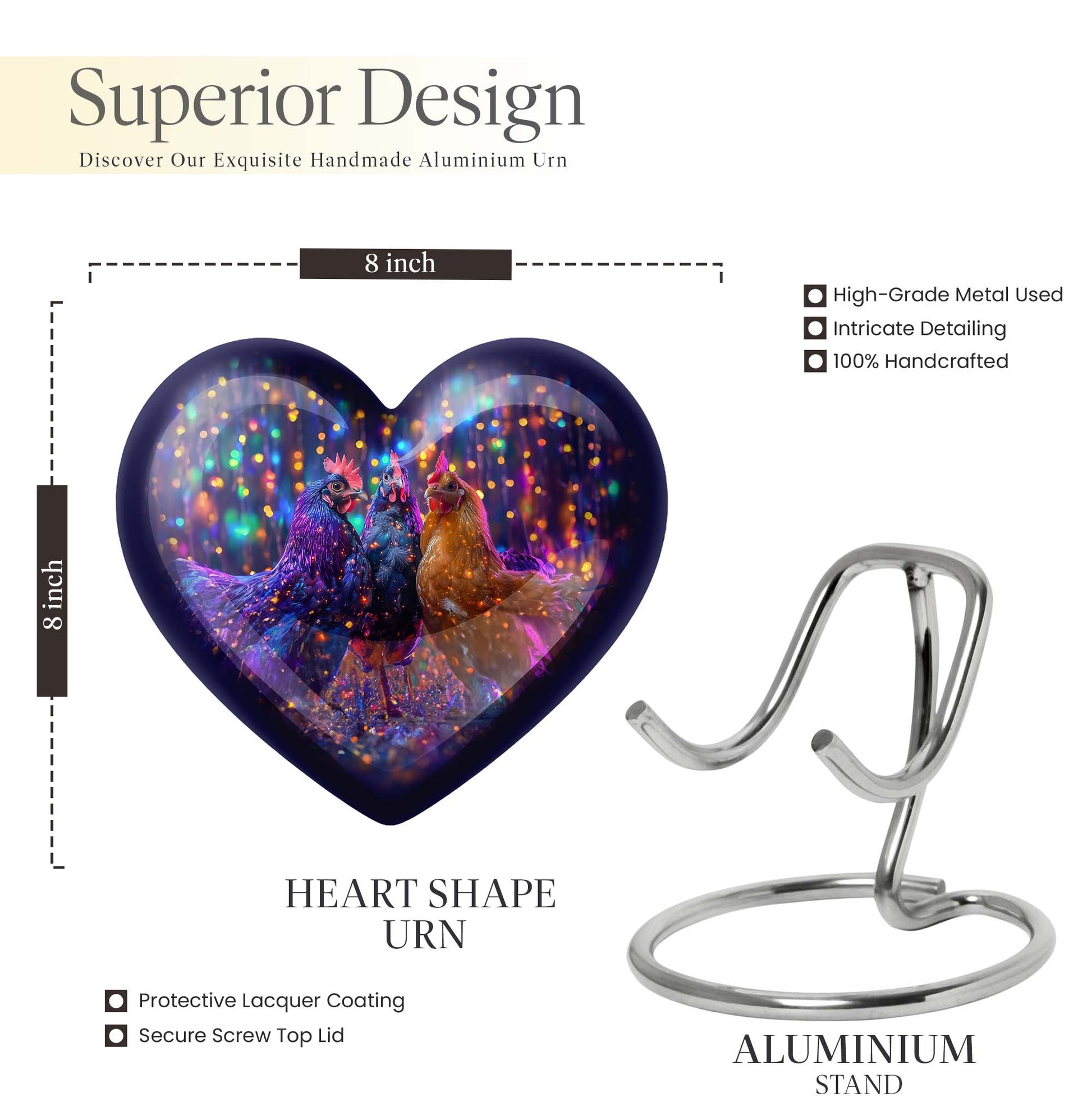 heart-shaped chicken urn