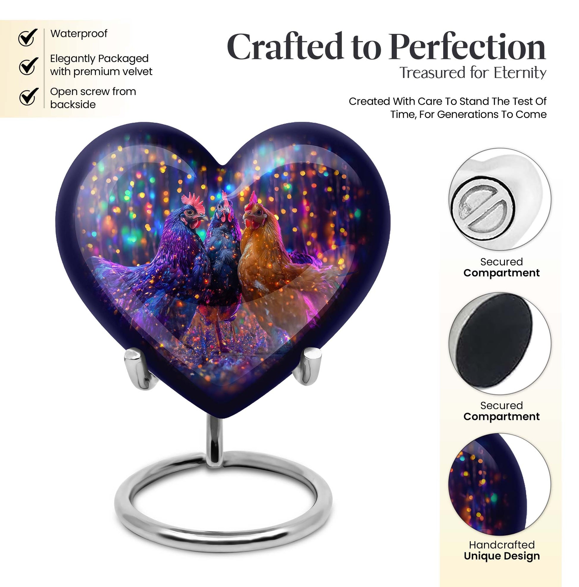 heart-shaped chicken urn