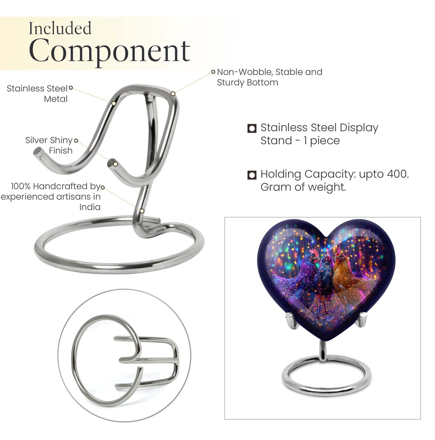 heart-shaped chicken urn