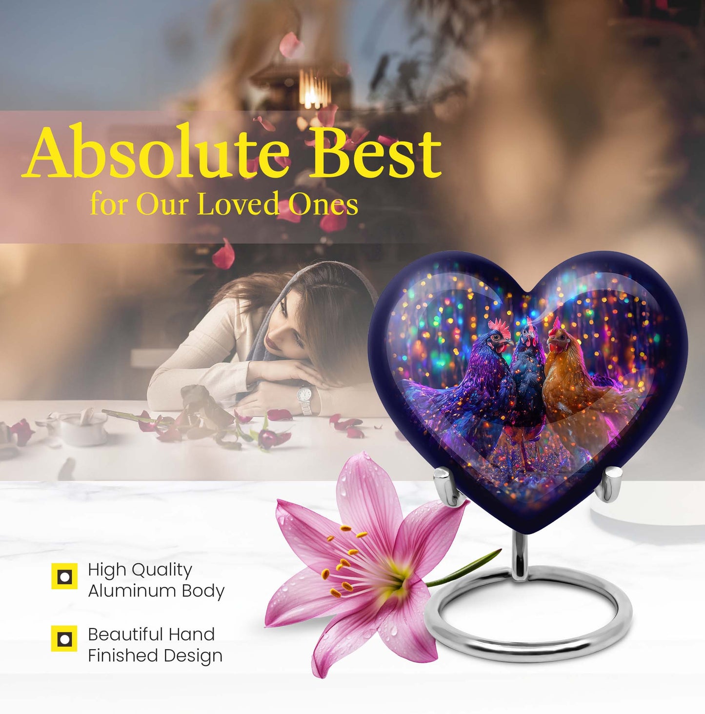 heart-shaped chicken urn