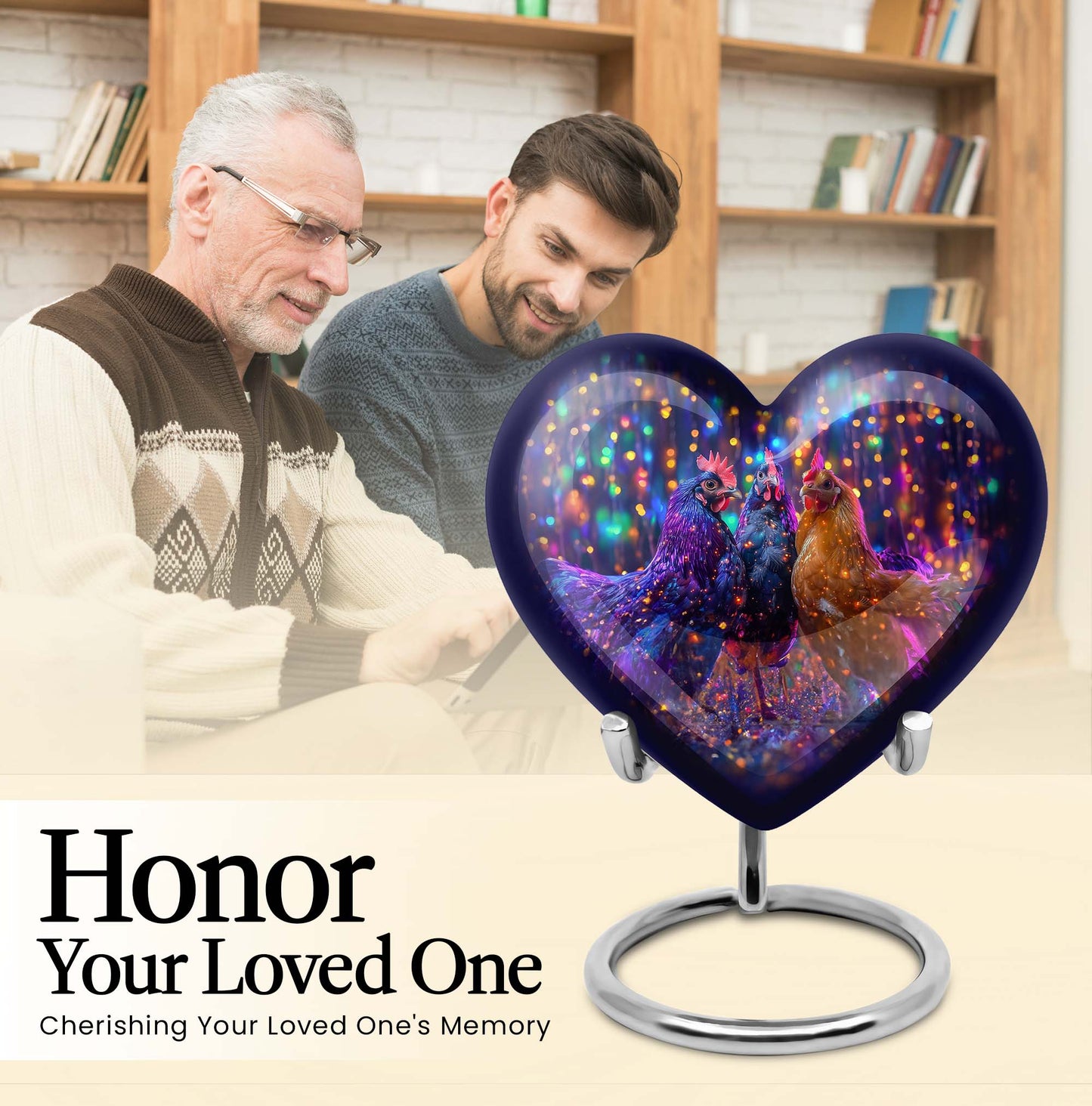 heart-shaped chicken urn