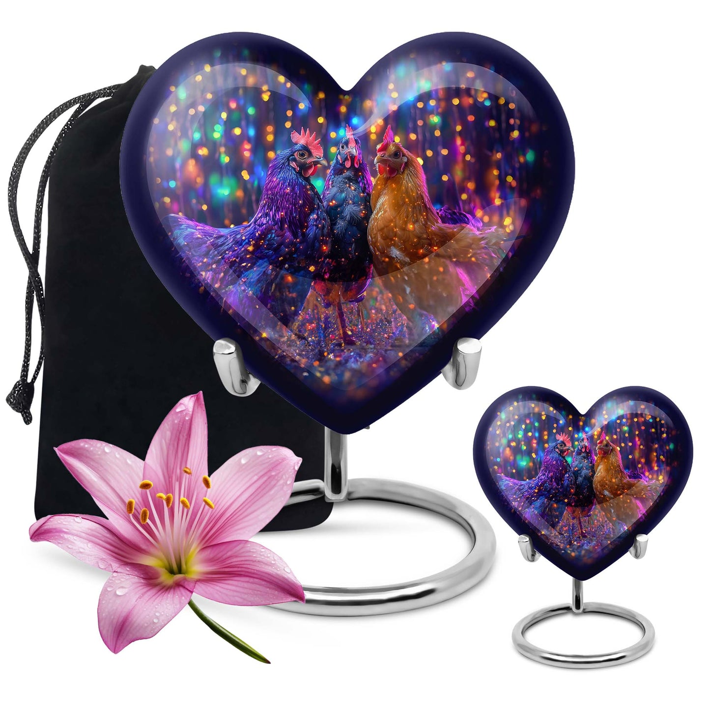 heart-shaped chicken urn