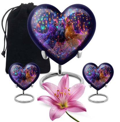 heart-shaped chicken urn