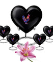 10-inch heart-shaped chicken urn for adult, personalized, aluminium, with flower theme