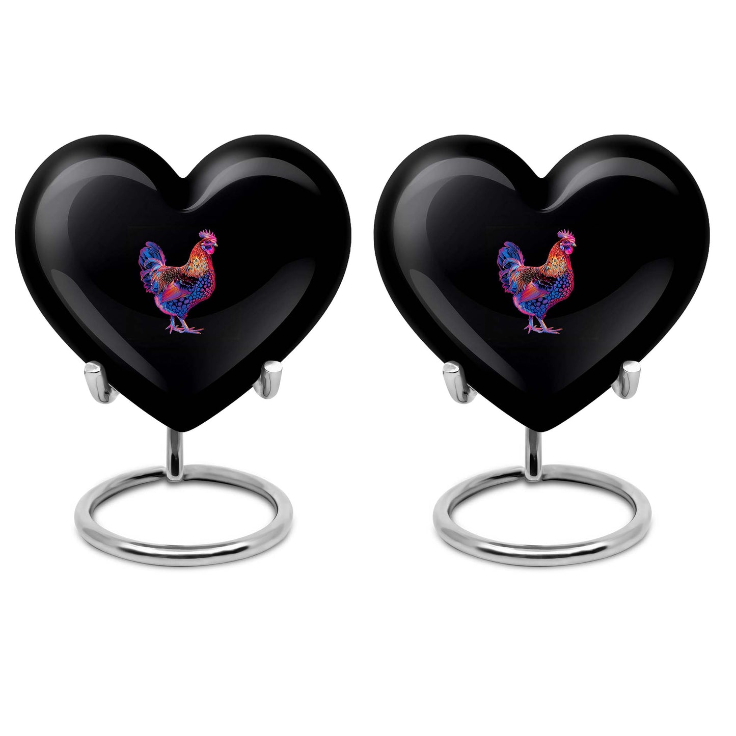 10-inch heart-shaped chicken urn for adult, personalized, aluminium, with flower theme