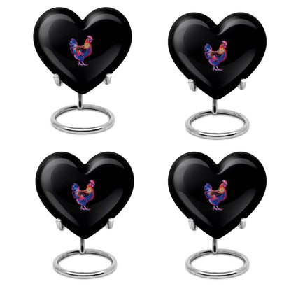 10-inch heart-shaped chicken urn for adult, personalized, aluminium, with flower theme