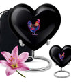 10-inch heart-shaped chicken urn for adult, personalized, aluminium, with flower theme