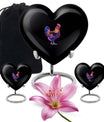 10-inch heart-shaped chicken urn for adult, personalized, aluminium, with flower theme