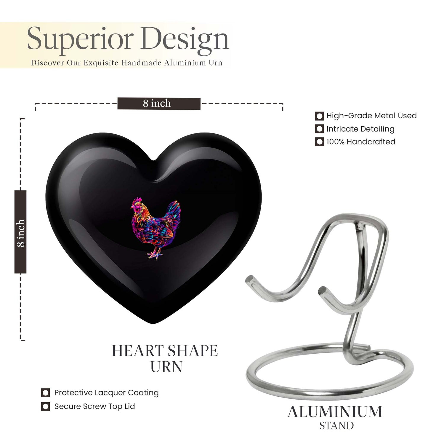 shaped chicken urn with floral theme