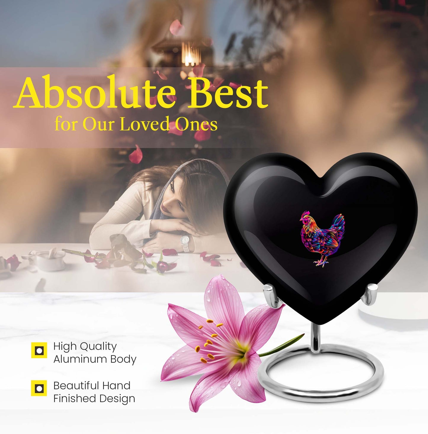 shaped chicken urn with floral theme