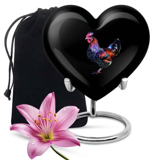 Heart-shaped 10-inch memorial medium chicken urn