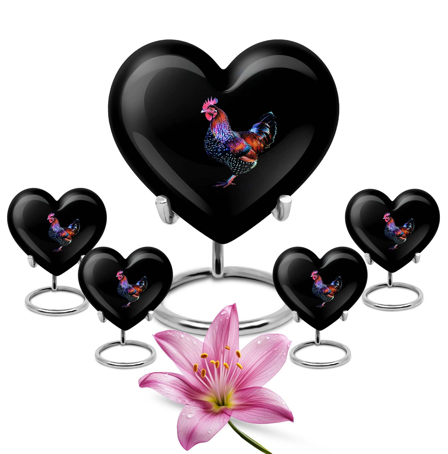 Heart-shaped 10-inch memorial medium chicken urn