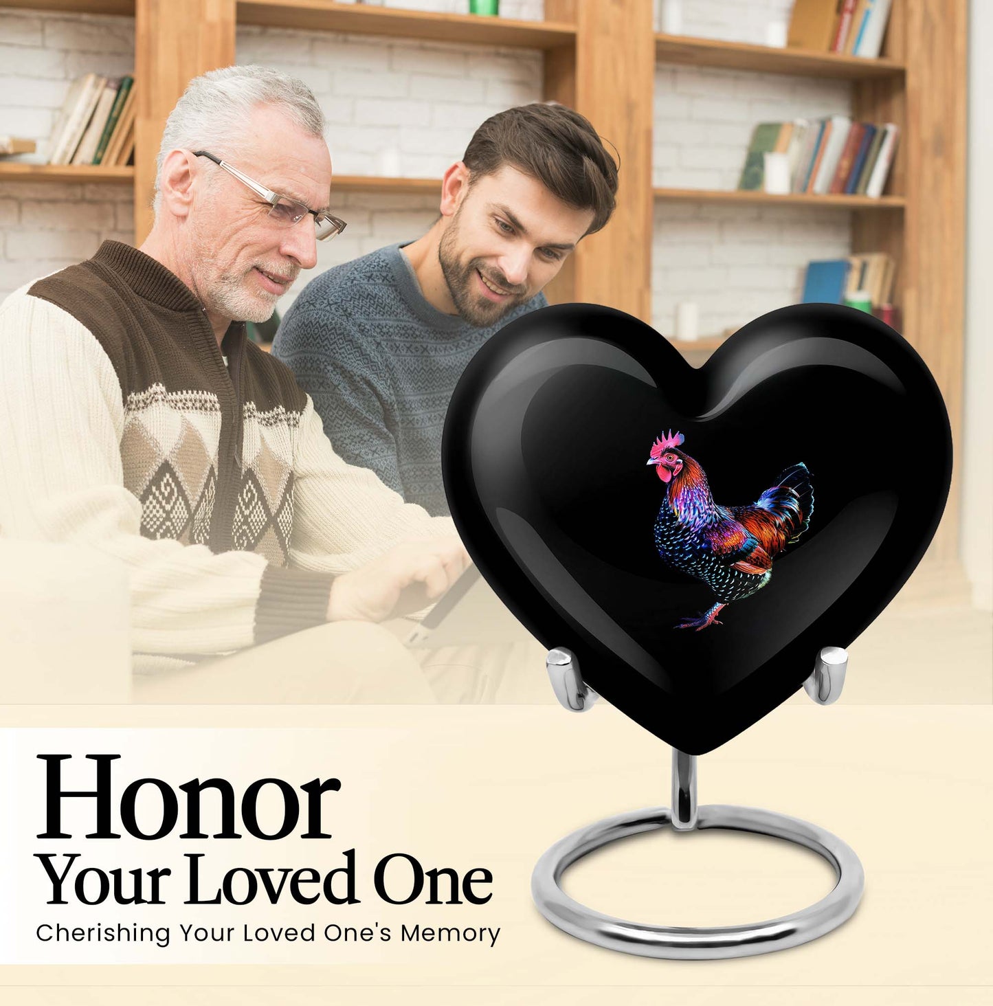 Heart-shaped 10-inch memorial medium chicken urn
