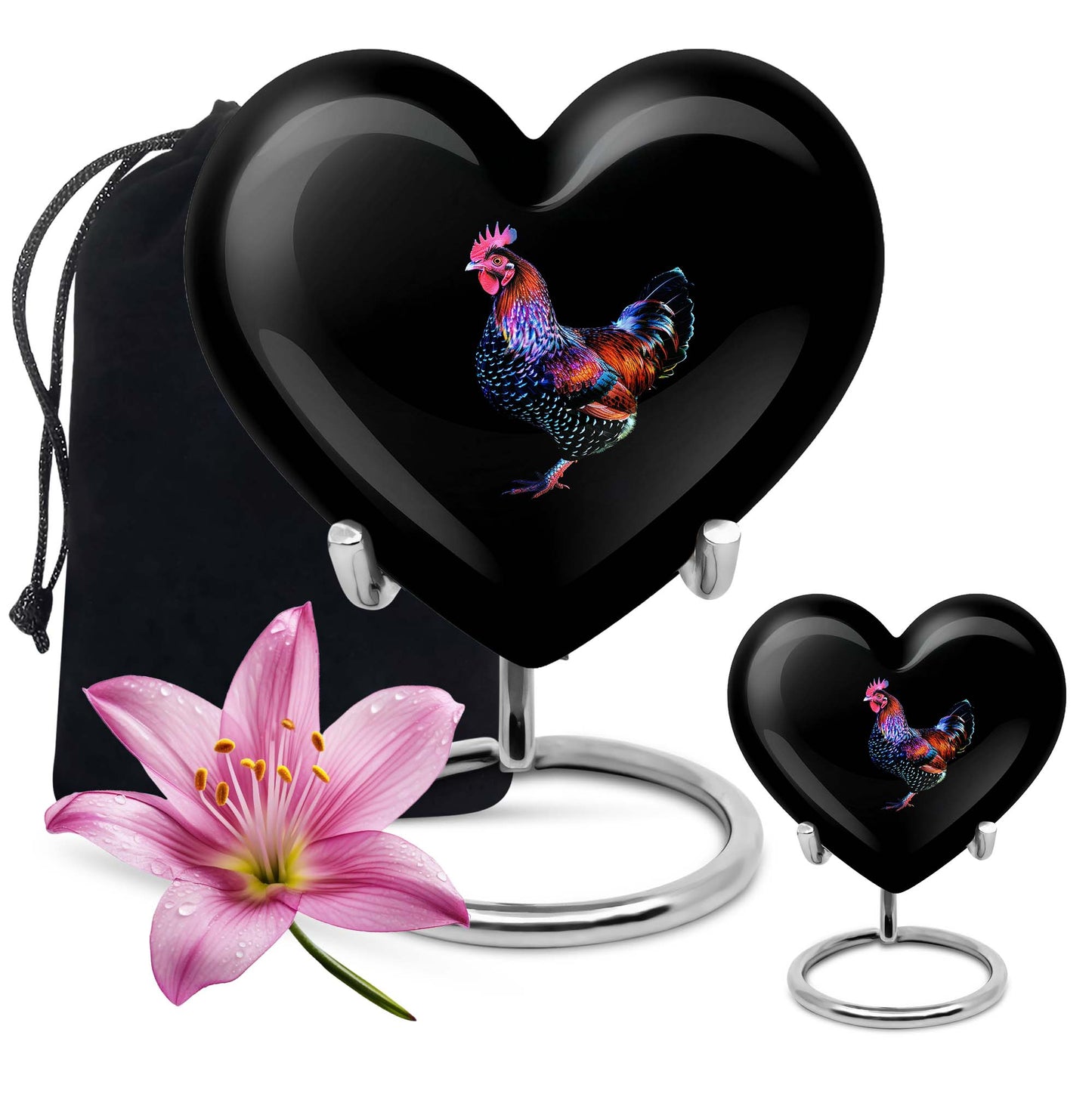 Heart-shaped 10-inch memorial medium chicken urn