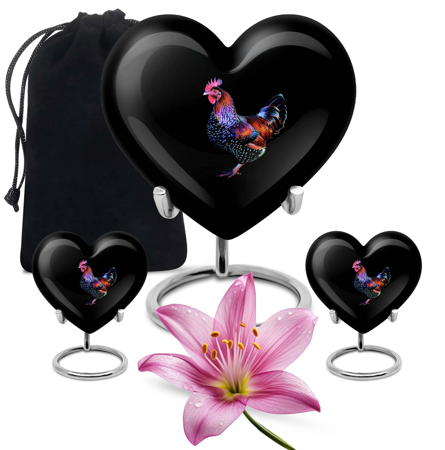 Heart-shaped 10-inch memorial medium chicken urn