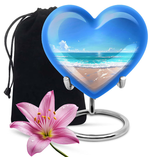 heart-shaped beach urn