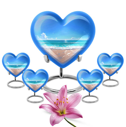 heart-shaped beach urn