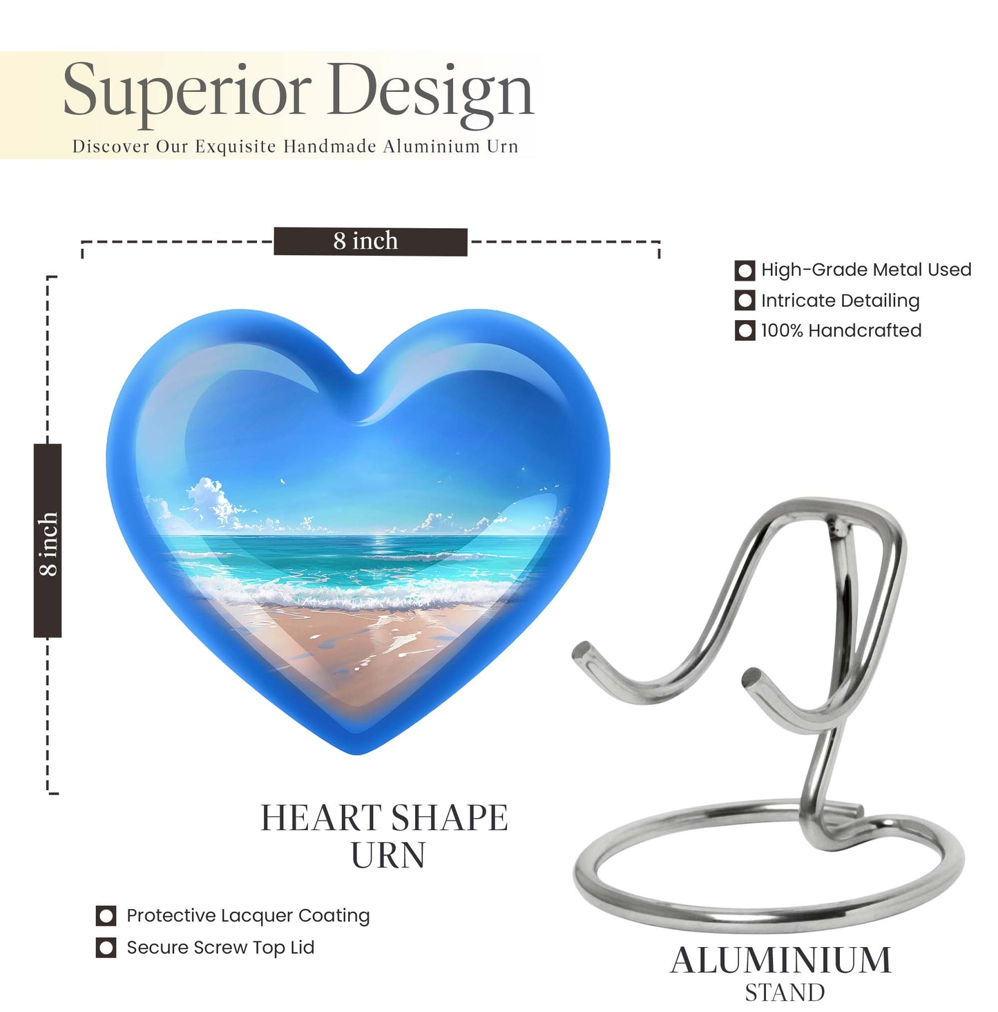heart-shaped beach urn