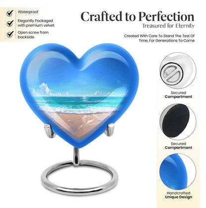 heart-shaped beach urn