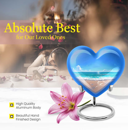 heart-shaped beach urn