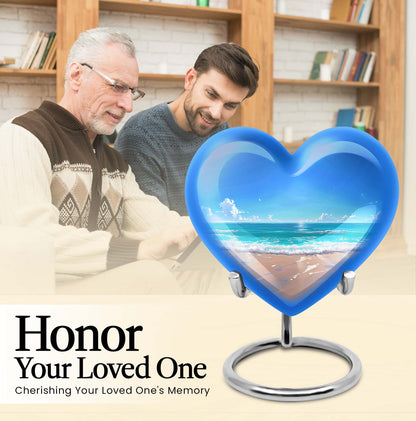 heart-shaped beach urn