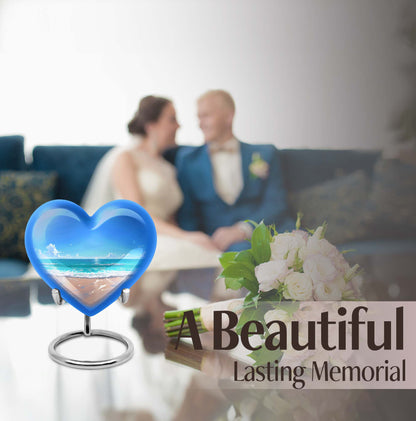 heart-shaped beach urn