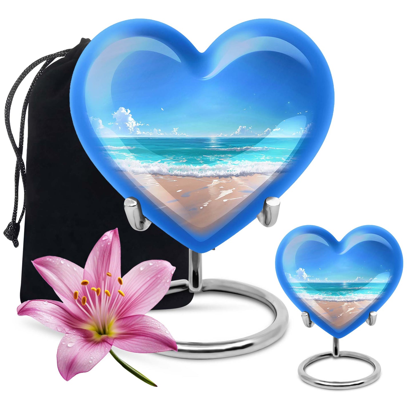 heart-shaped beach urn