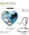 Large 10-inch heart beach urn for cremation ashes with floral design and personal engraving