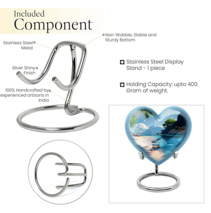 Large 10-inch heart beach urn for cremation ashes with floral design and personal engraving