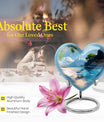 Large 10-inch heart beach urn for cremation ashes with floral design and personal engraving
