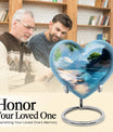Large 10-inch heart beach urn for cremation ashes with floral design and personal engraving