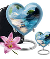 Large 10-inch heart beach urn for cremation ashes with floral design and personal engraving