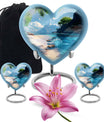 Large 10-inch heart beach urn for cremation ashes with floral design and personal engraving