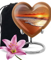  heart-shaped beach urn adorned with flowers, 