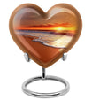  heart-shaped beach urn adorned with flowers, 