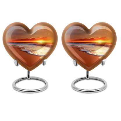  heart-shaped beach urn adorned with flowers, 