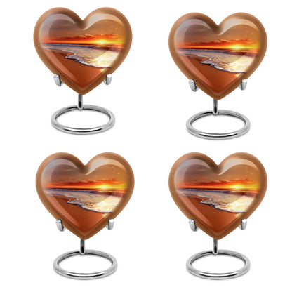 heart-shaped beach urn adorned with flowers, 