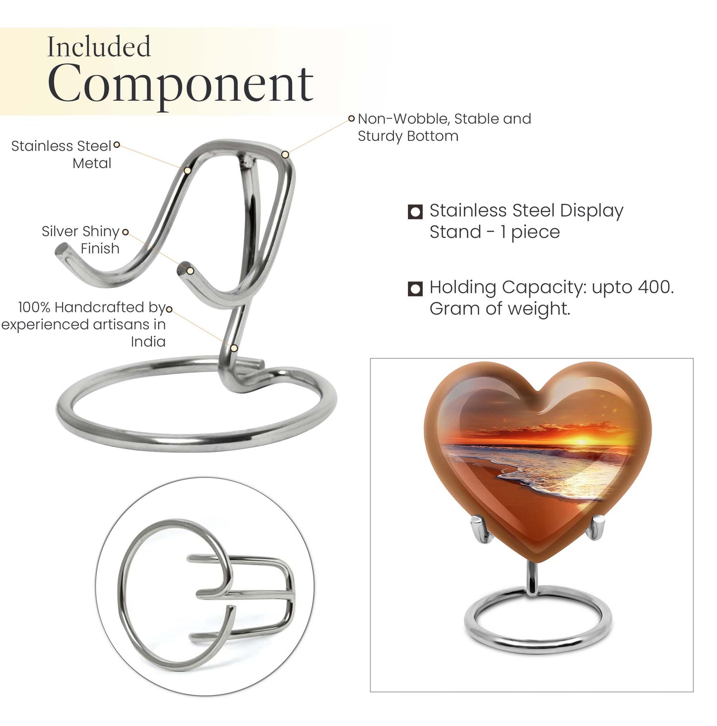  heart-shaped beach urn adorned with flowers, 