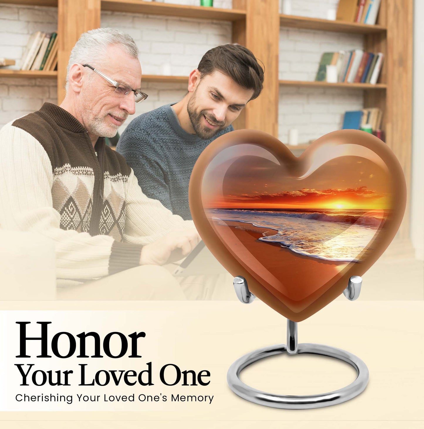  heart-shaped beach urn adorned with flowers, 