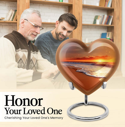 heart-shaped beach urn adorned with flowers, 