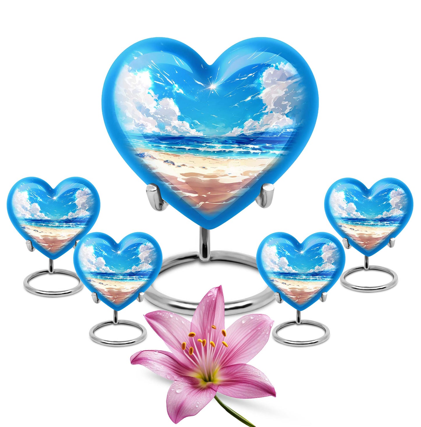 10-inch heart-shaped Beach Urn for cremation, crafted