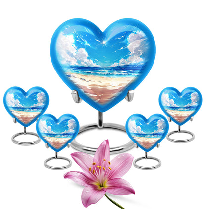 10-inch heart-shaped Beach Urn for cremation, crafted