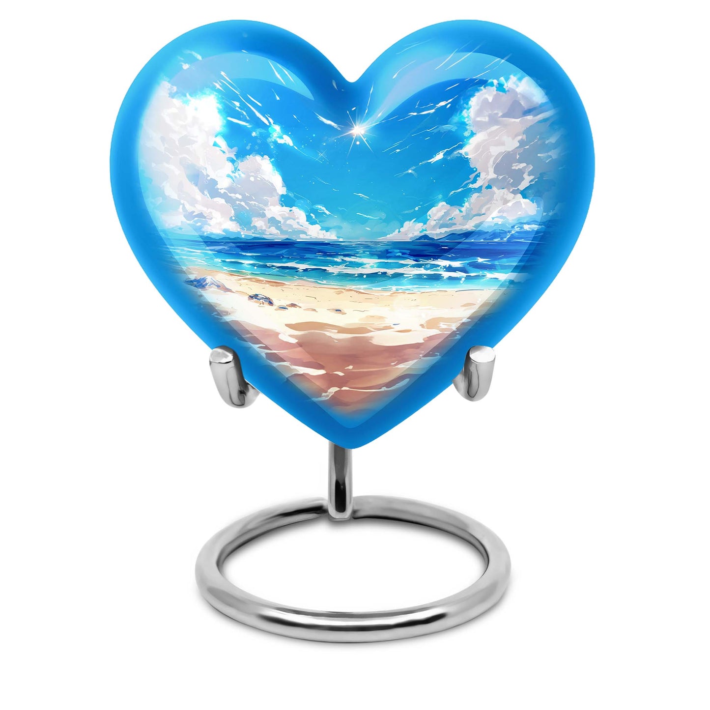 10-inch heart-shaped Beach Urn for cremation, crafted
