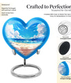 10-inch heart-shaped Beach Urn for cremation, crafted