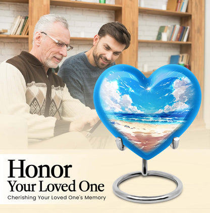 10-inch heart-shaped Beach Urn for cremation, crafted