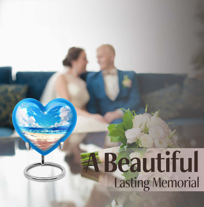 10-inch heart-shaped Beach Urn for cremation, crafted