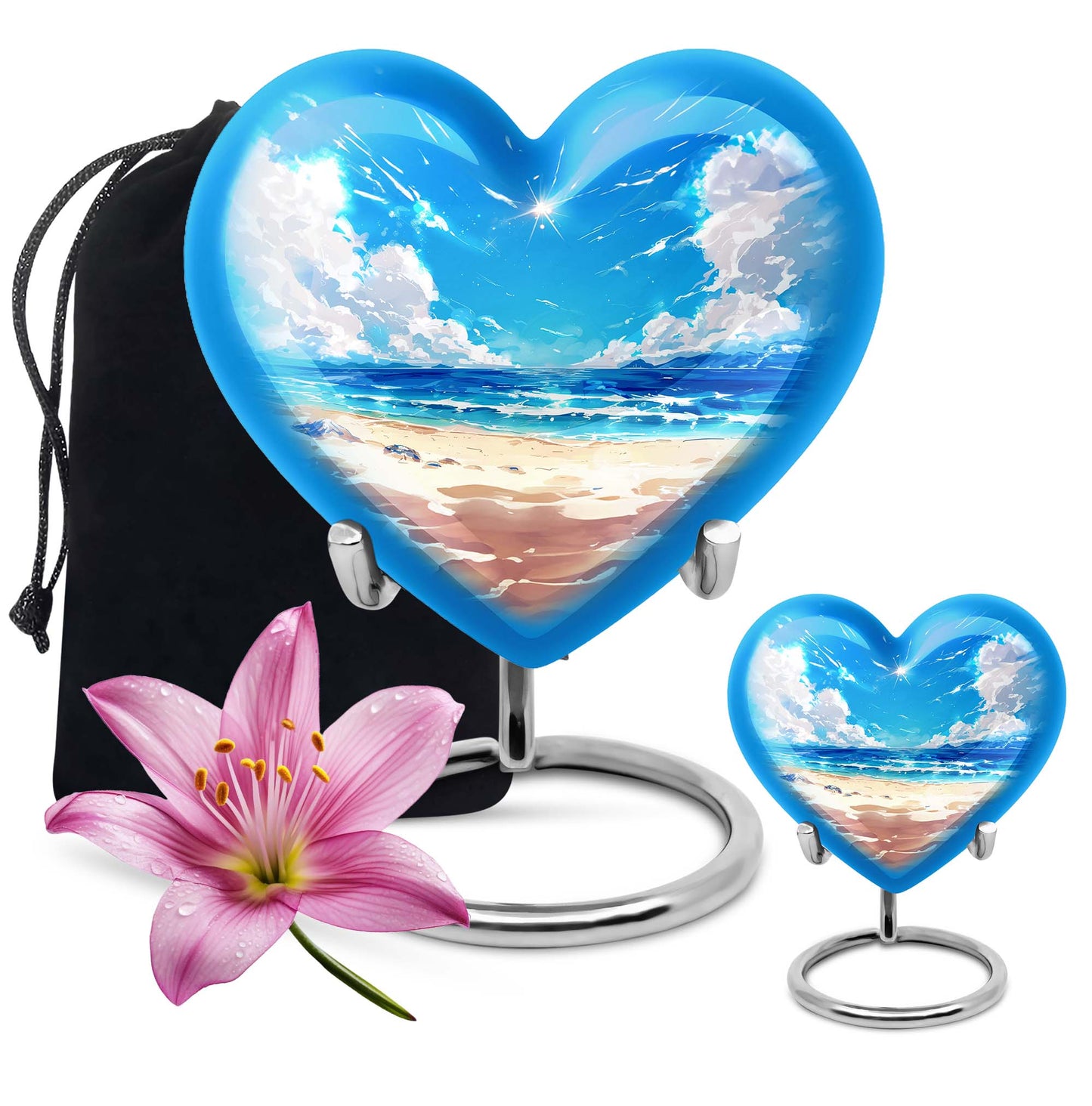 10-inch heart-shaped Beach Urn for cremation, crafted