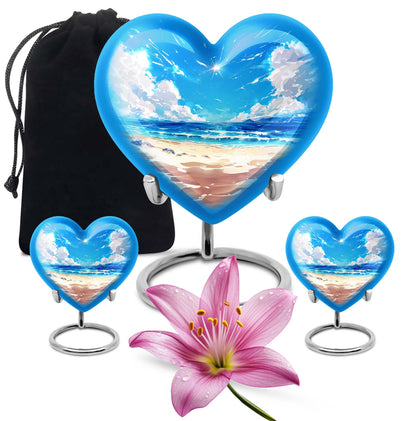 10-inch heart-shaped Beach Urn for cremation, crafted